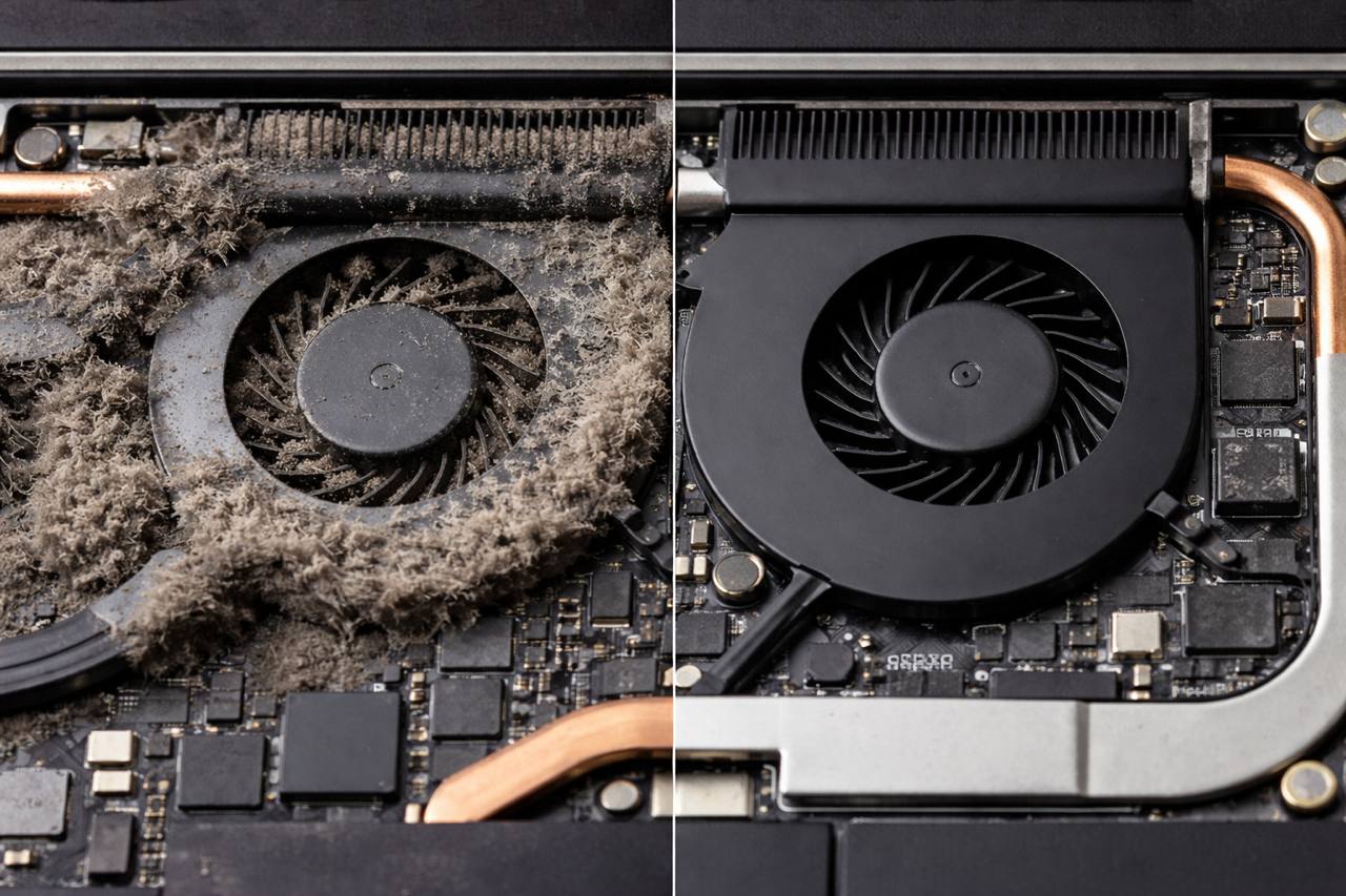 Bên trong laptop bị bám bụi